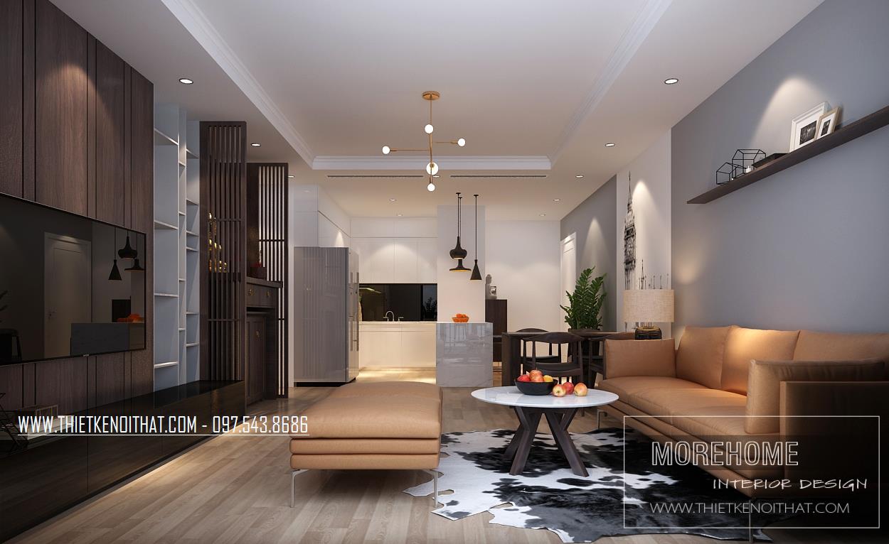 Mẫu thiết kế nội thất phòng khách chung cư Morehome đã thiết kế thi công Mẫu thiết kế nội...